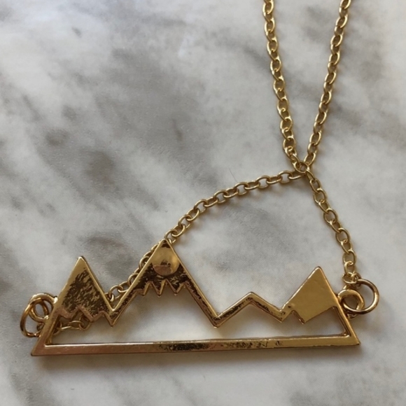 'Gold' Plated Mountain Pendant Necklace - Picture 2 of 4
